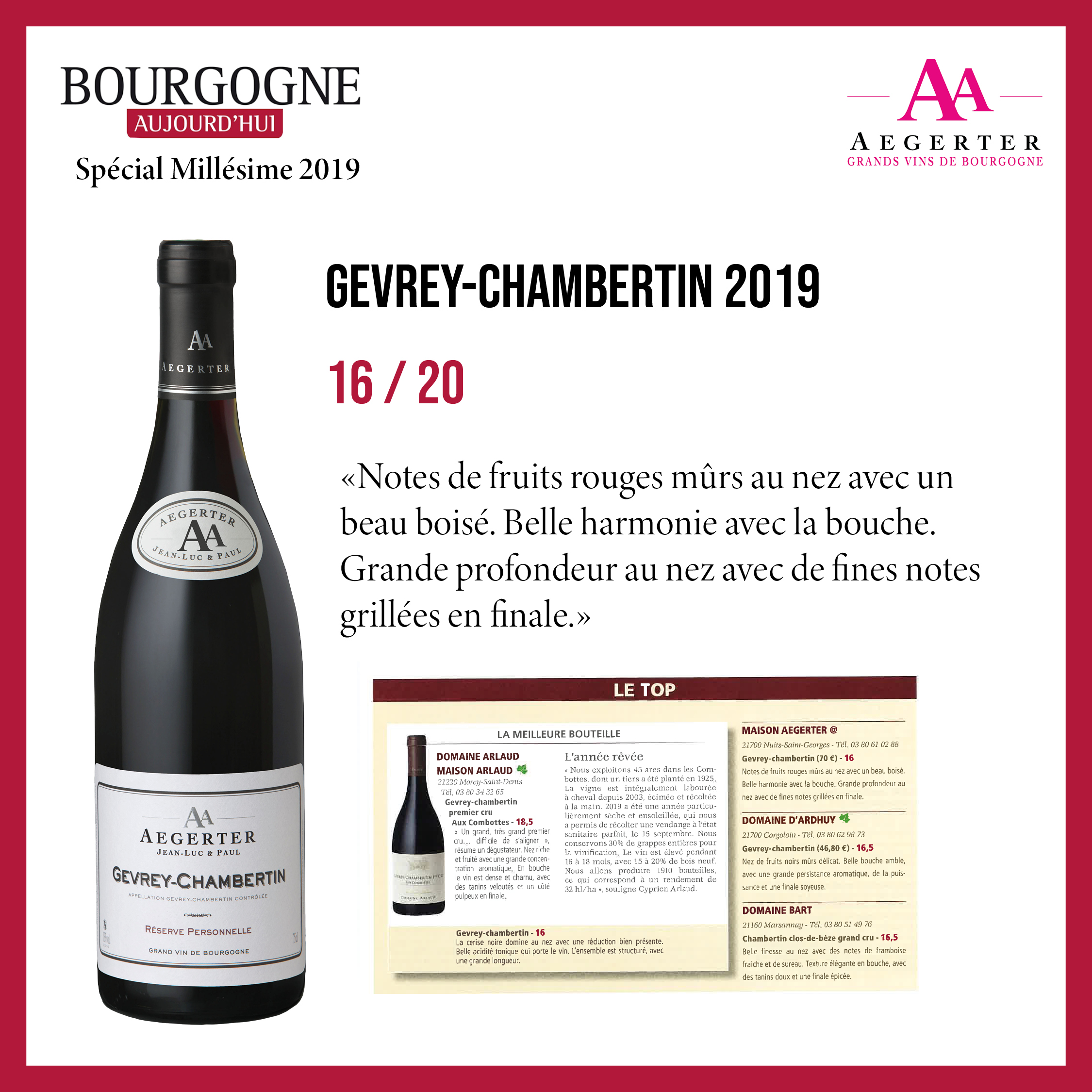 Bourgogne Aujourd Hui Special Millesime 19 Presse Actualites Aegerter Grands Vins De Bourgogne